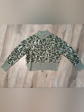 True Craft Olive Leopard Mock Neck Sweater